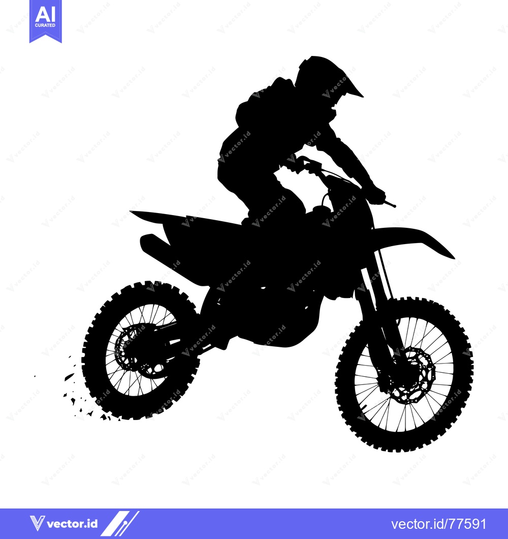 Premium Vector dari Silhouette of a Motocross Rider in Mid-Air