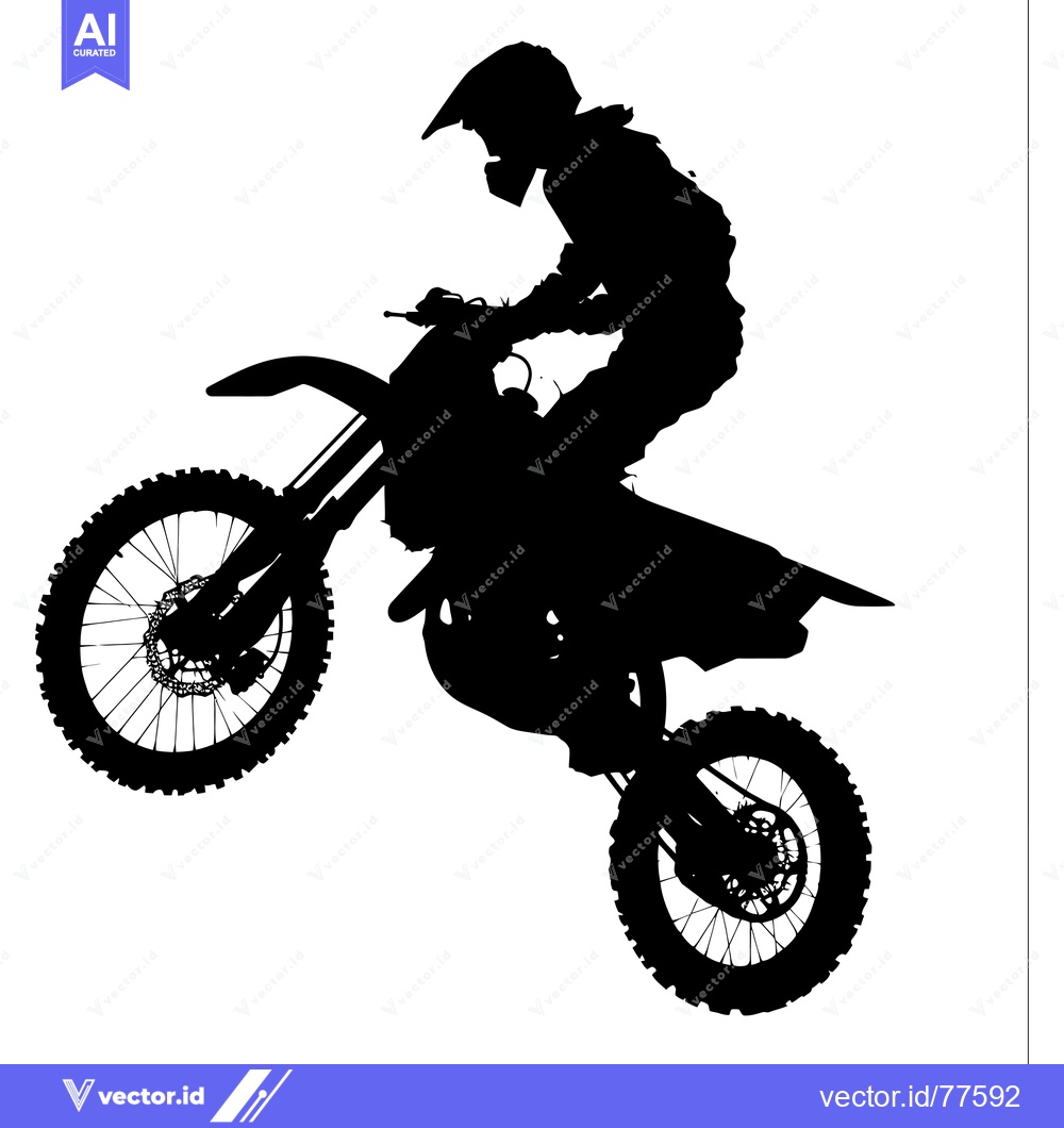 Premium Vector dari Silhouette of a Motocross Rider Performing a Wheelie