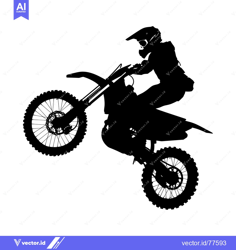 Premium Vector dari Silhouette of a Motocross Rider Performing a Wheelie
