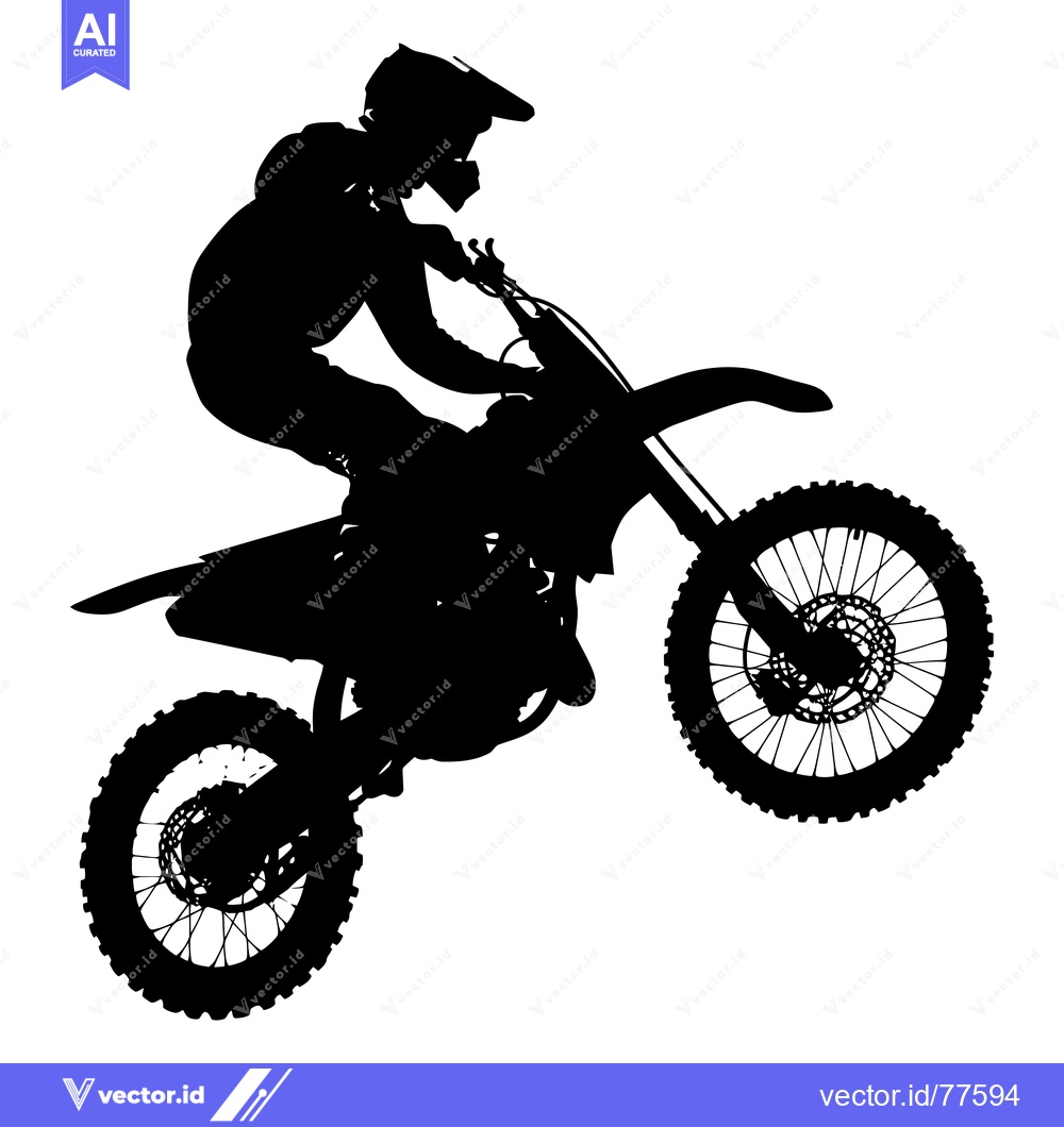 Premium Vector of Silhouette of a Motocross Rider in Action