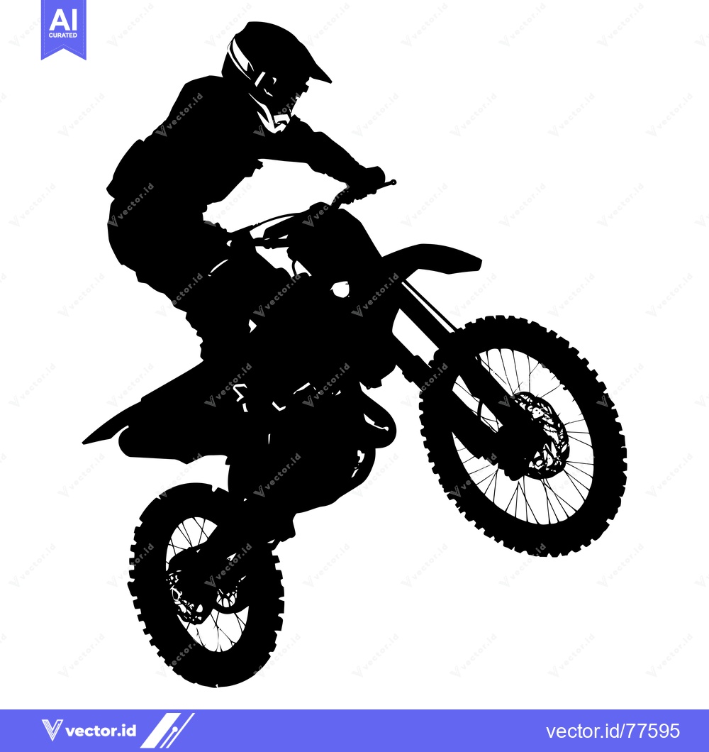 Premium Vector of Silhouette of a Motocross Rider Performing a Wheelie