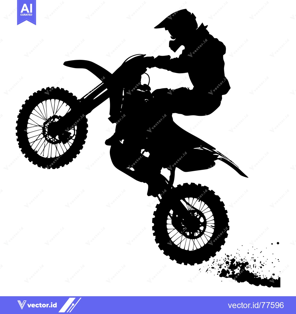 Premium Vector dari Silhouette of a Motocross Rider Performing a Wheelie