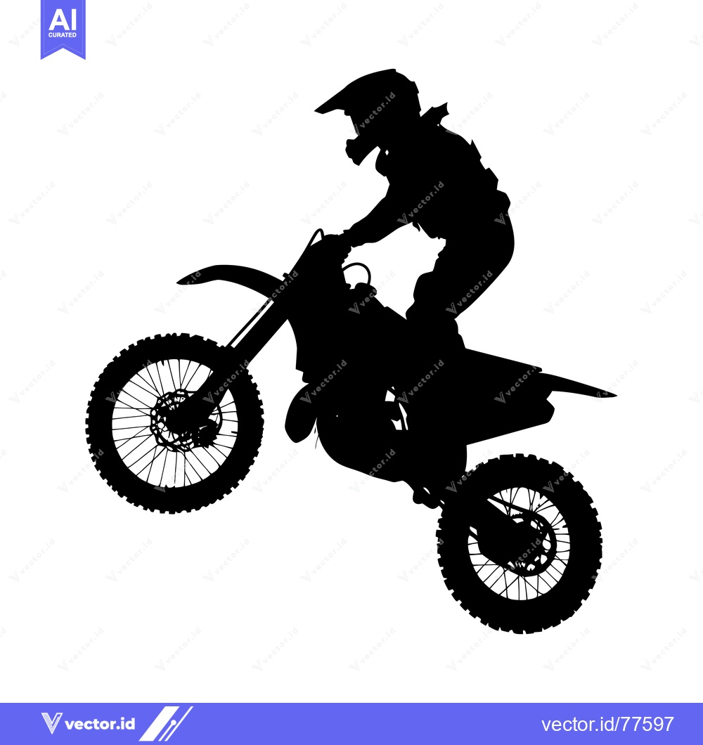 Premium Vector of Silhouette of a Motocross Rider Performing a Wheelie