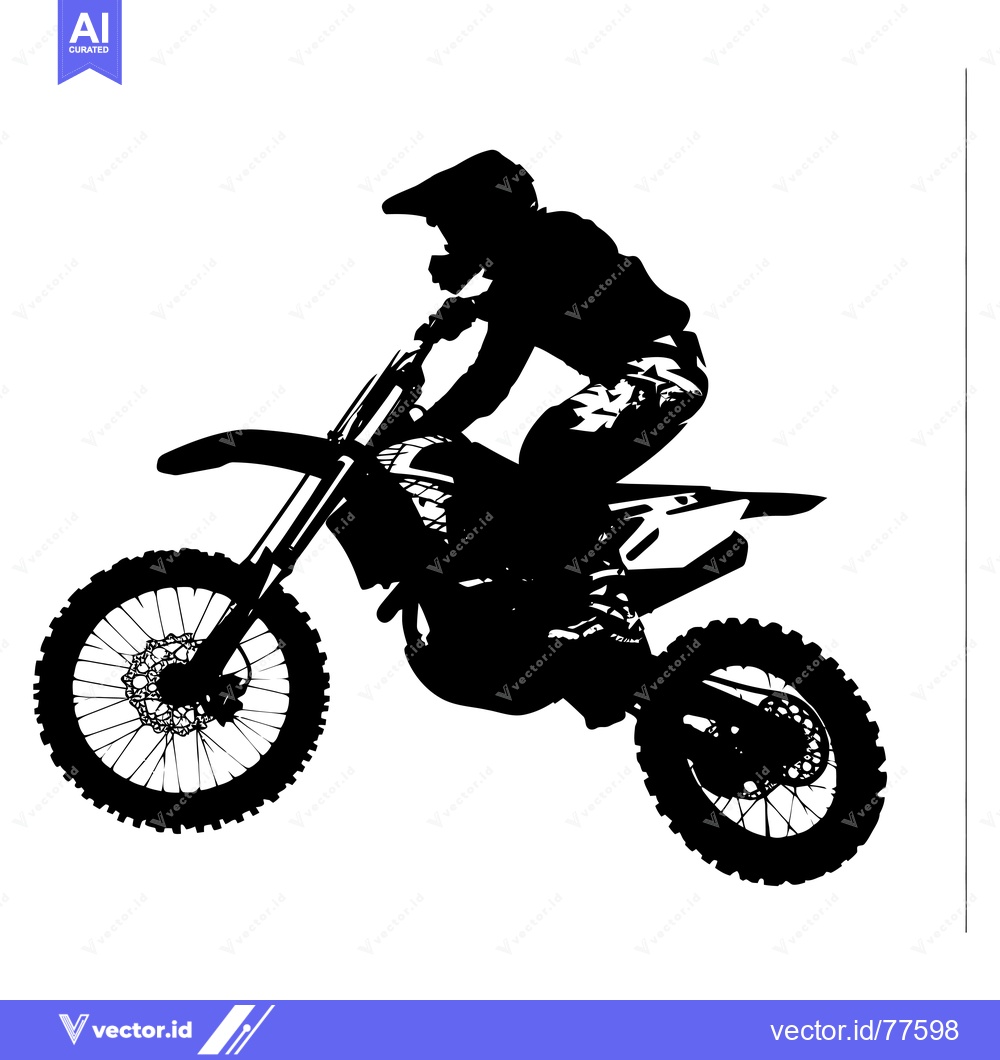 Premium Vector dari Silhouette of a motocross rider leaping on a dirt bike