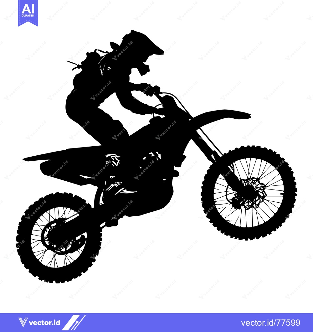 Premium Vector of Silhouette of a Motocross Rider in Mid-Air