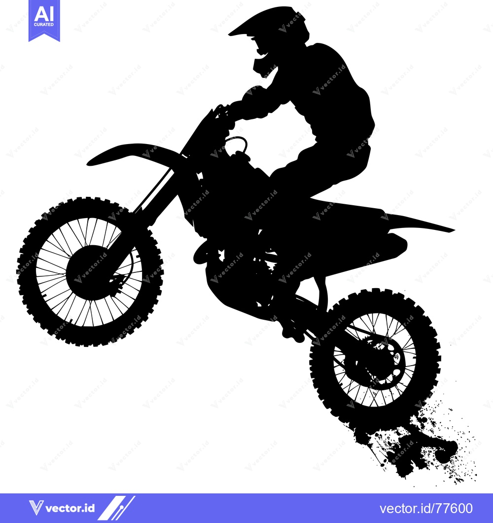 Premium Vector dari Silhouette of a Motocross Rider Performing a Wheelie