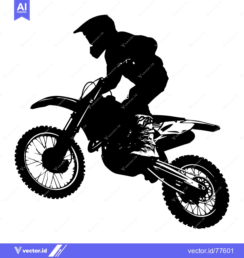 Premium Vector dari Silhouette of a Motocross Rider in Mid-Air