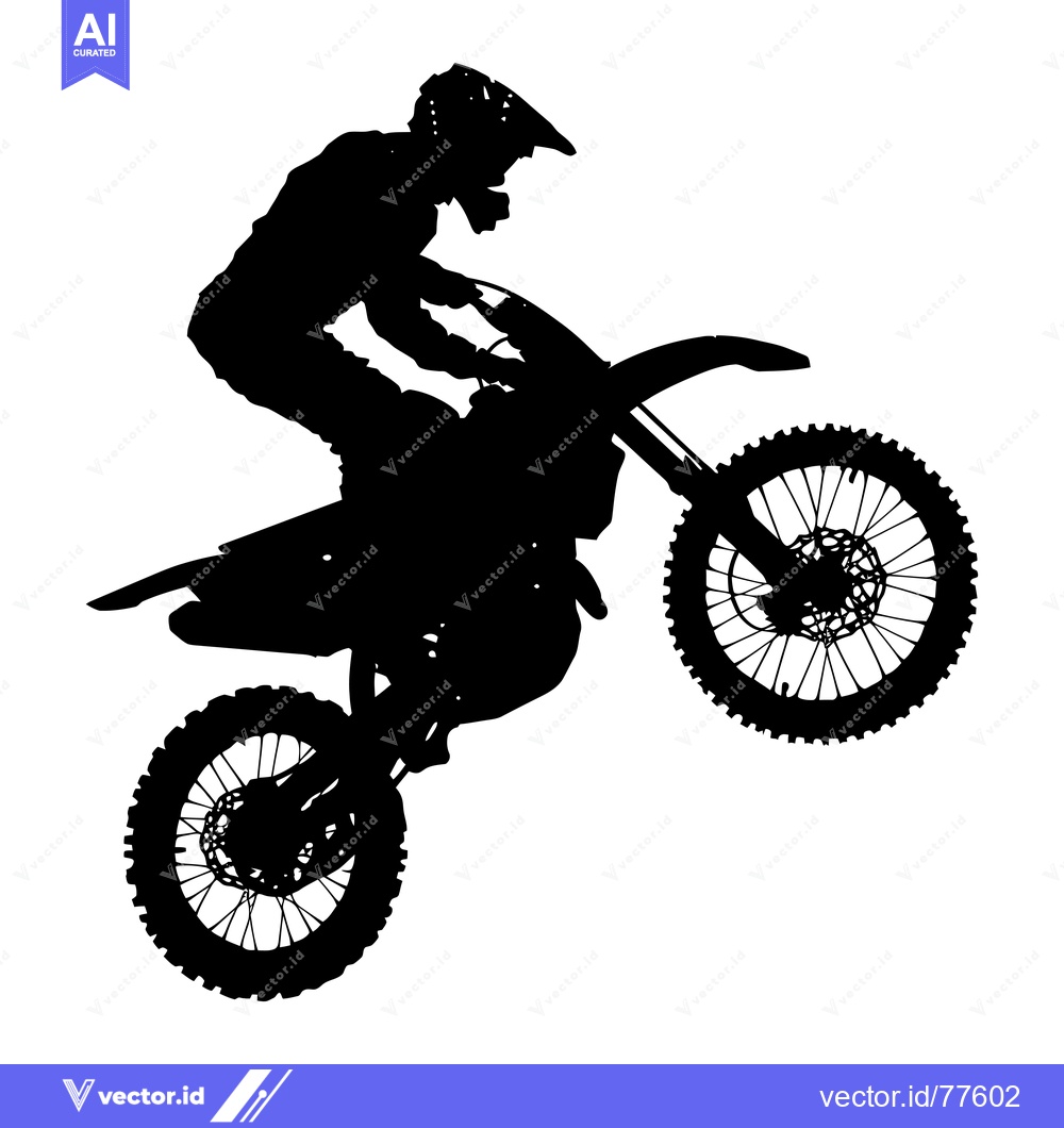 Premium Vector dari Silhouette of a Motocross Rider Performing a Wheelie