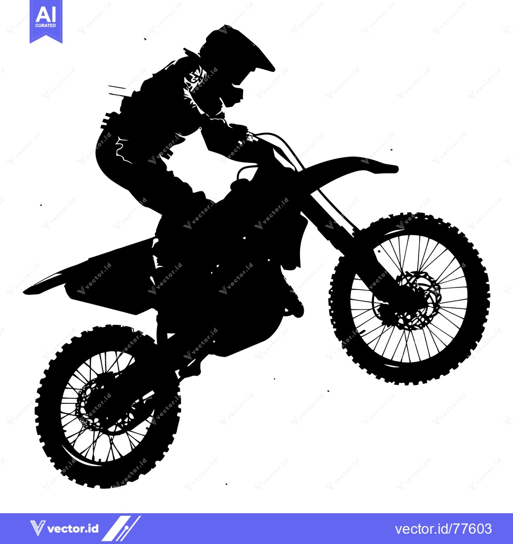 Premium Vector of Silhouette of a Motocross Rider in Mid-Air