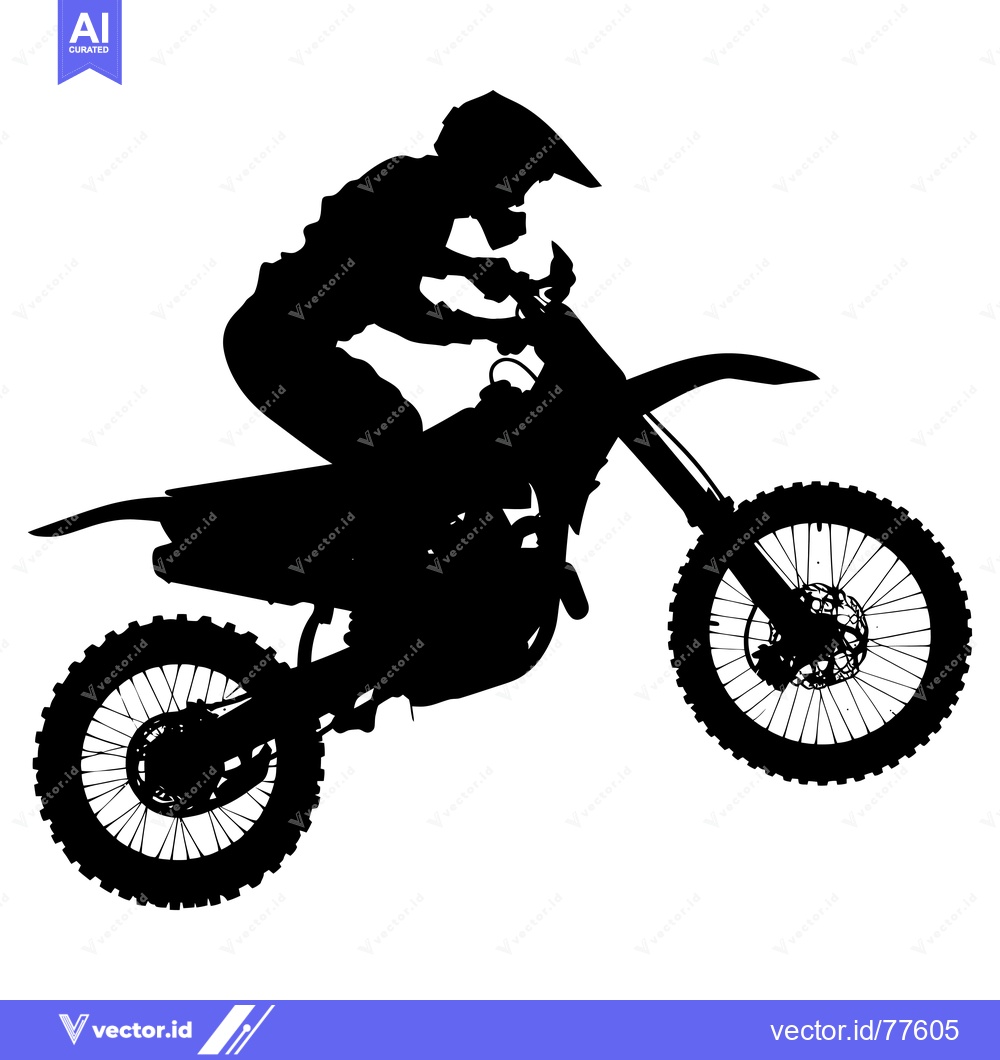 Premium Vector of Silhouette of a Motocross Rider on a Dirt Bike in Mid-Air