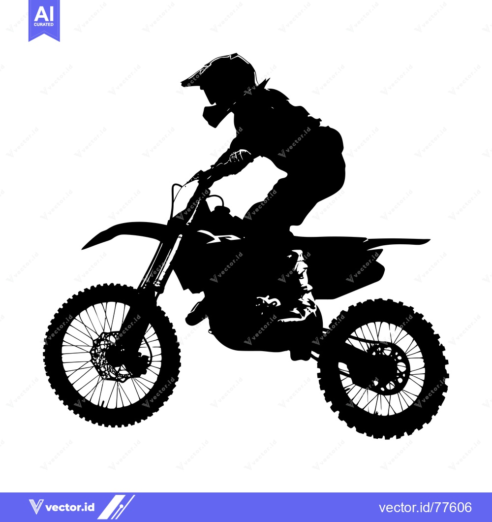 Premium Vector dari Silhouette of a Motocross Rider in Action