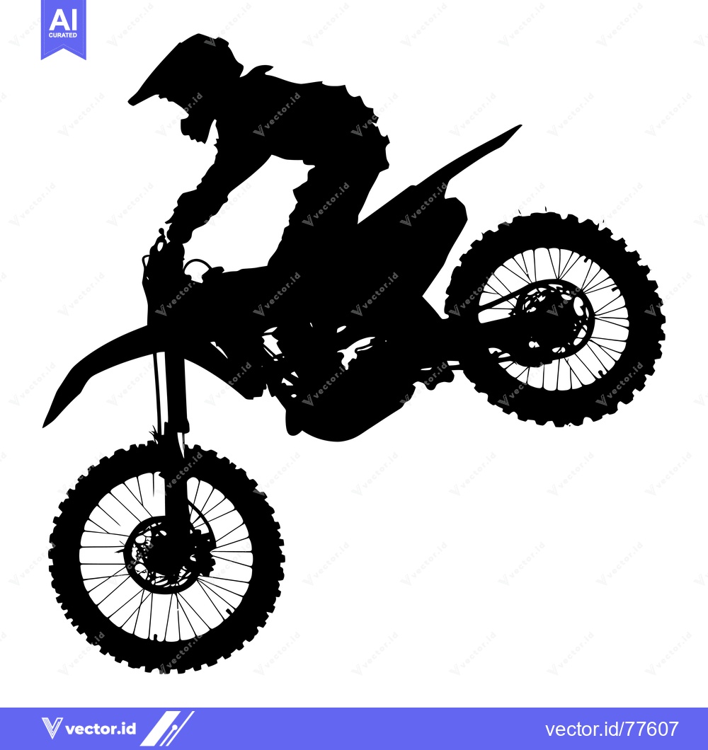 Premium Vector dari Silhouette of a Motocross Rider Performing a Wheelie