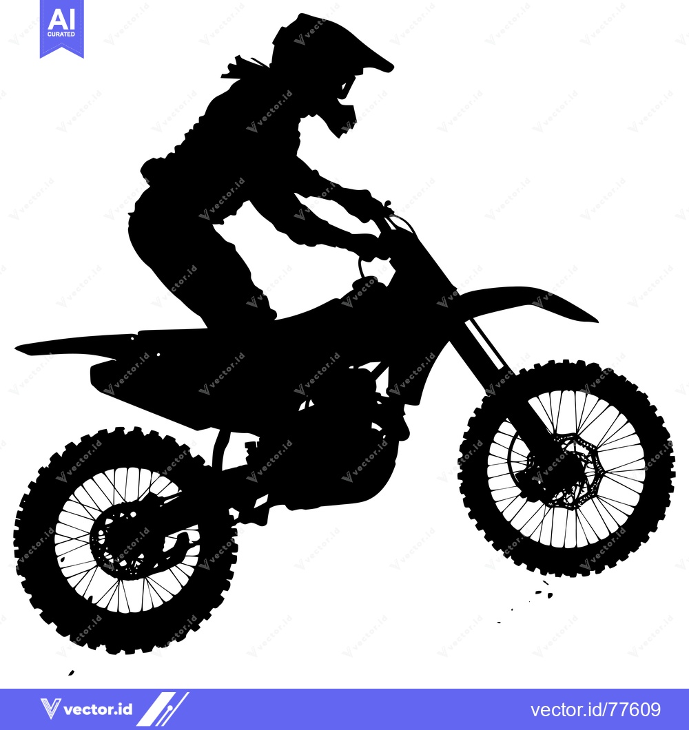 Premium Vector of Silhouette of a Motocross Rider Performing a Jump