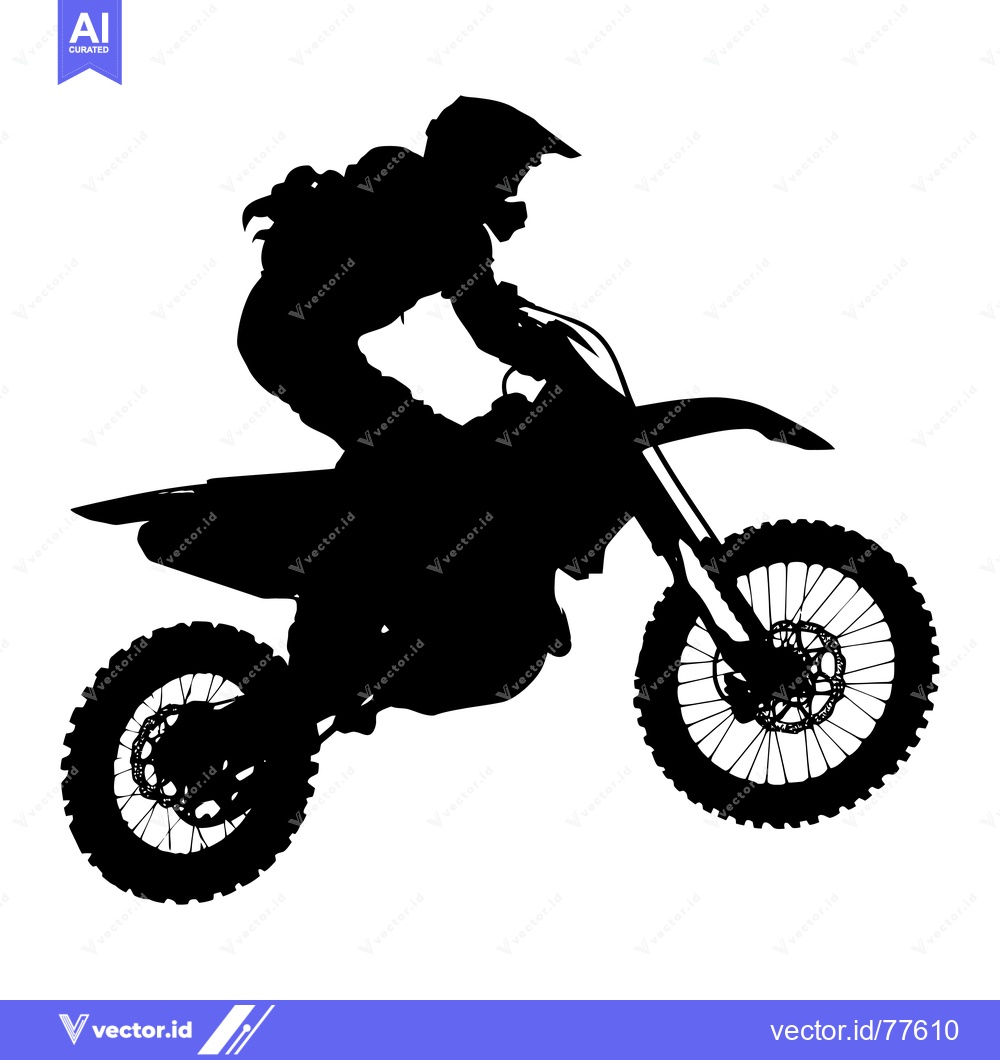 Premium Vector dari Silhouette of a Motocross Rider on a Dirt Bike