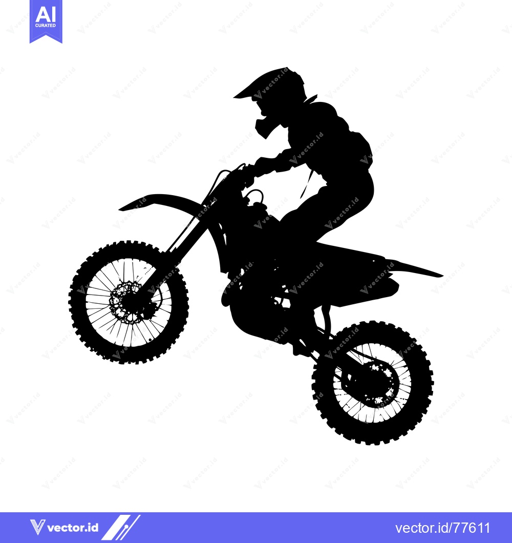 Premium Vector of Silhouette of a Motocross Rider Performing a Wheelie