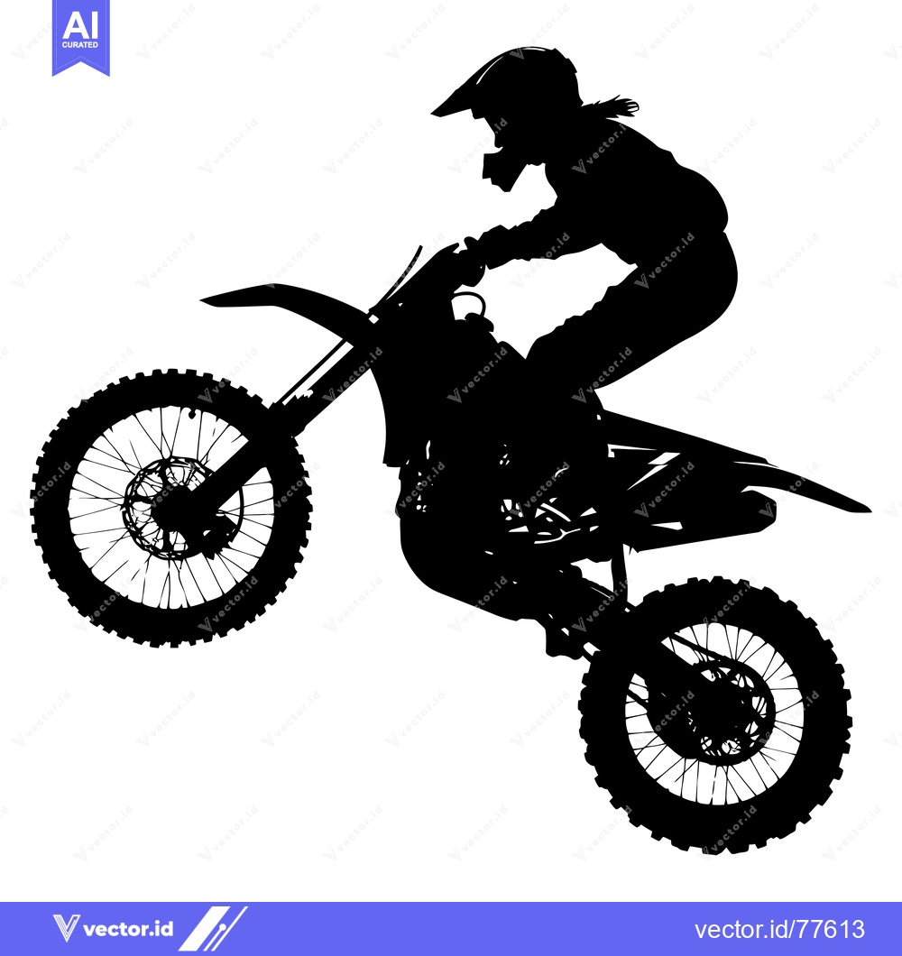Premium Vector of Silhouette of a Motocross Rider Doing a Wheelie