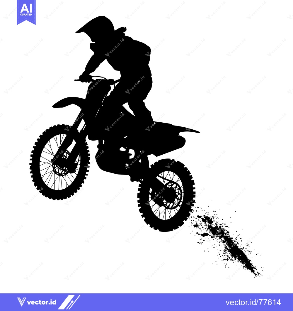 Premium Vector of Silhouette of a Motocross Rider Performing a Jump