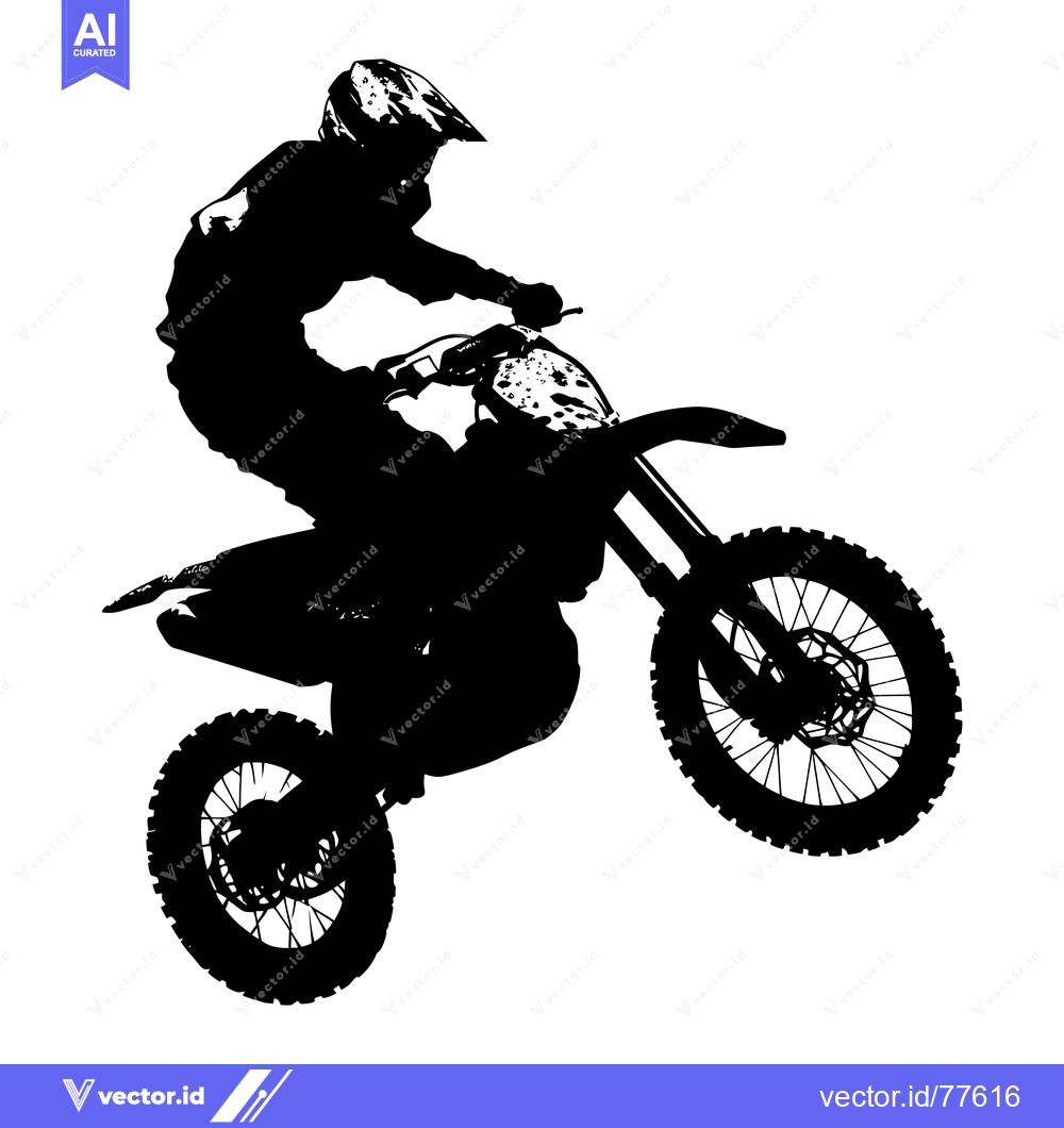 Premium Vector of Silhouette of a motocross rider mid-air on a dirt bike