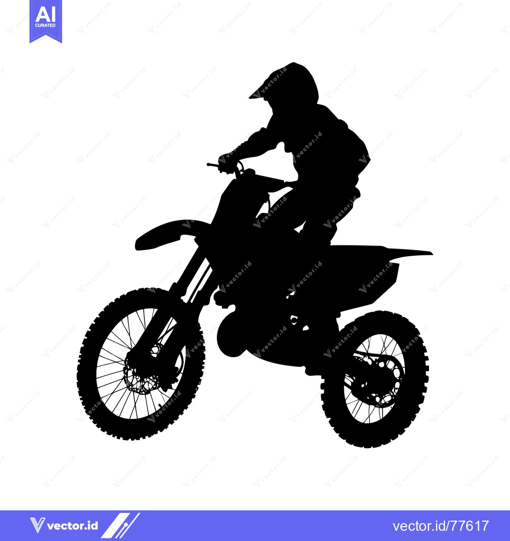 Premium Vector dari Silhouette of a Motocross Rider on a Dirt Bike