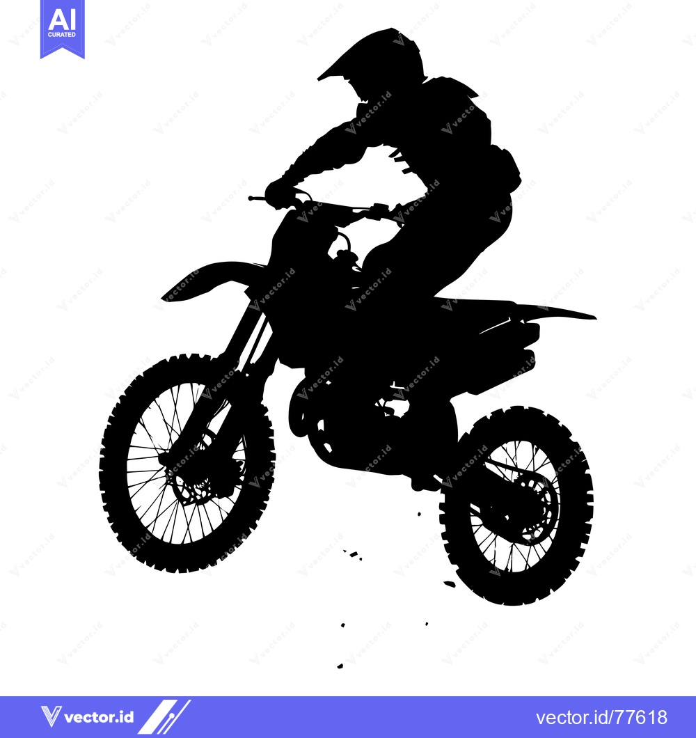 Premium Vector of Silhouette of a Motocross Rider in Mid-Air