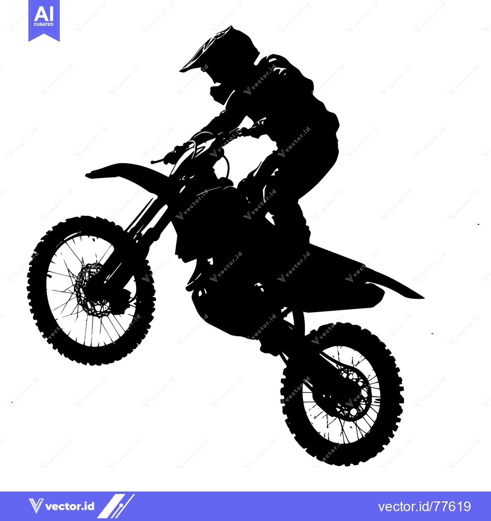 Premium Vector dari Silhouette of a Motocross Rider in Mid-Air