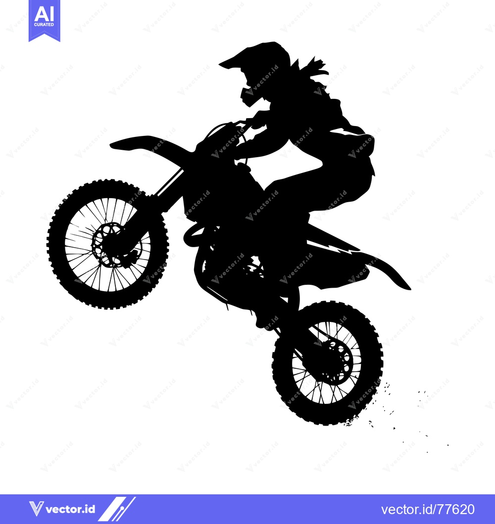 Premium Vector dari Silhouette of a Motocross Rider Performing a Wheelie