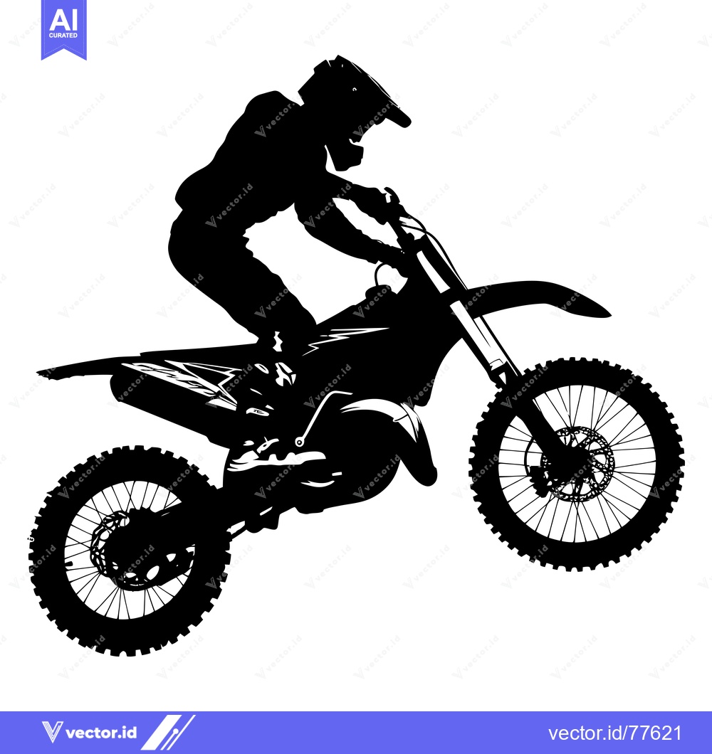Premium Vector of Silhouette of a Motocross Rider in Mid-Air