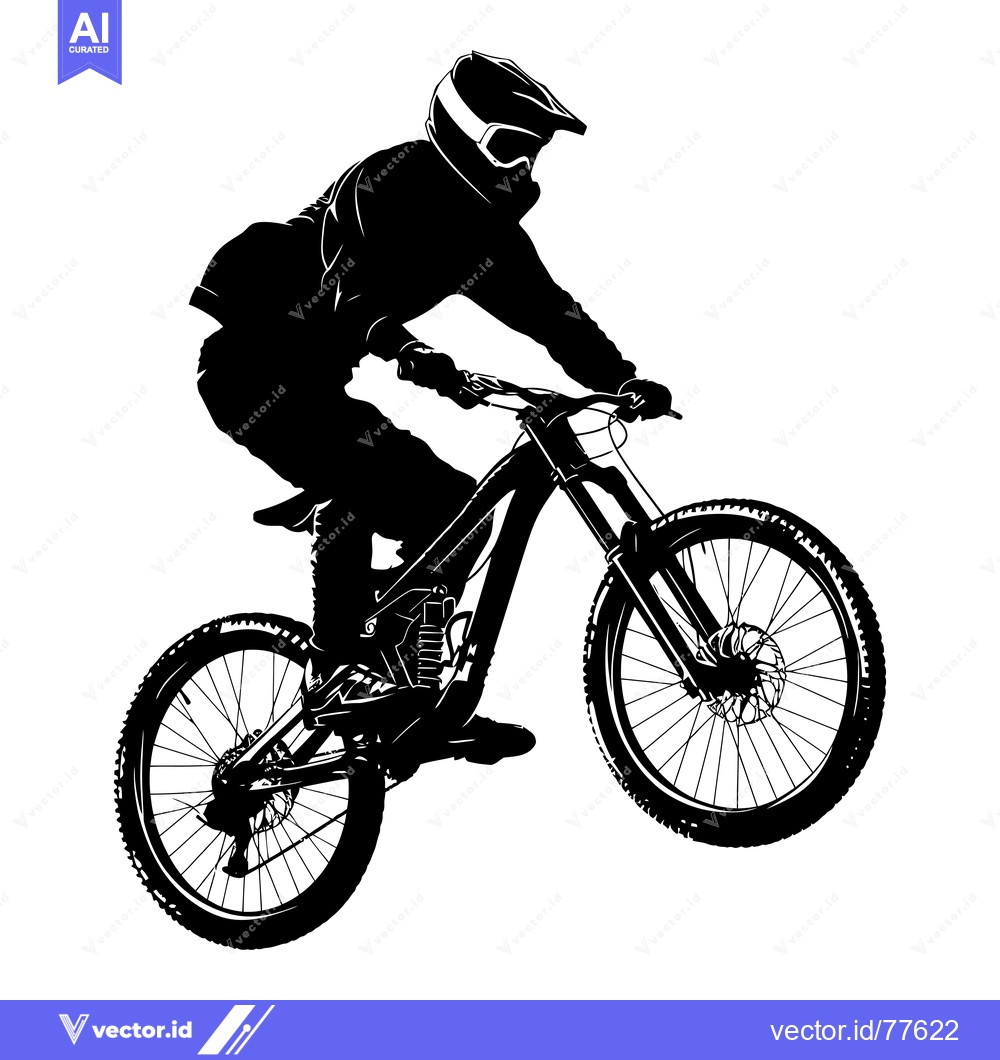 Premium Vector dari Silhouette of a Mountain Biker in Mid-Air