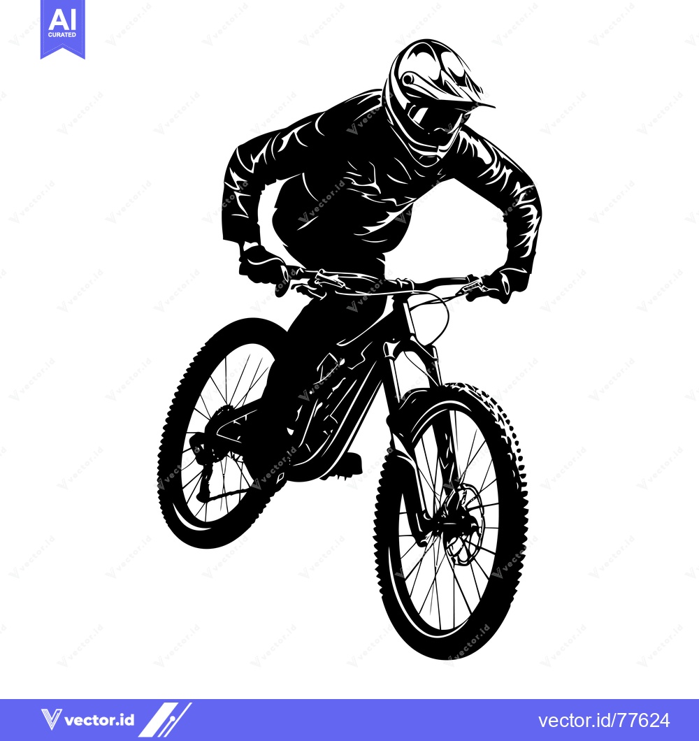 Premium Vector dari Silhouette of a Mountain Biker in Mid-Air