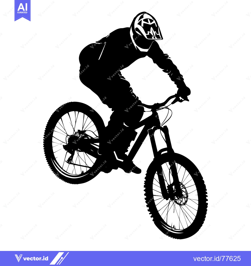 Premium Vector dari Silhouette of a Mountain Biker in Mid-Air