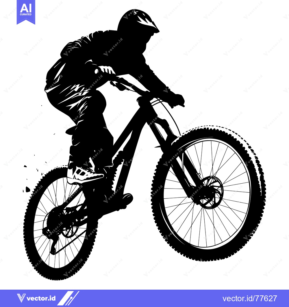 Premium Vector of Silhouette of a Mountain Biker in mid-air