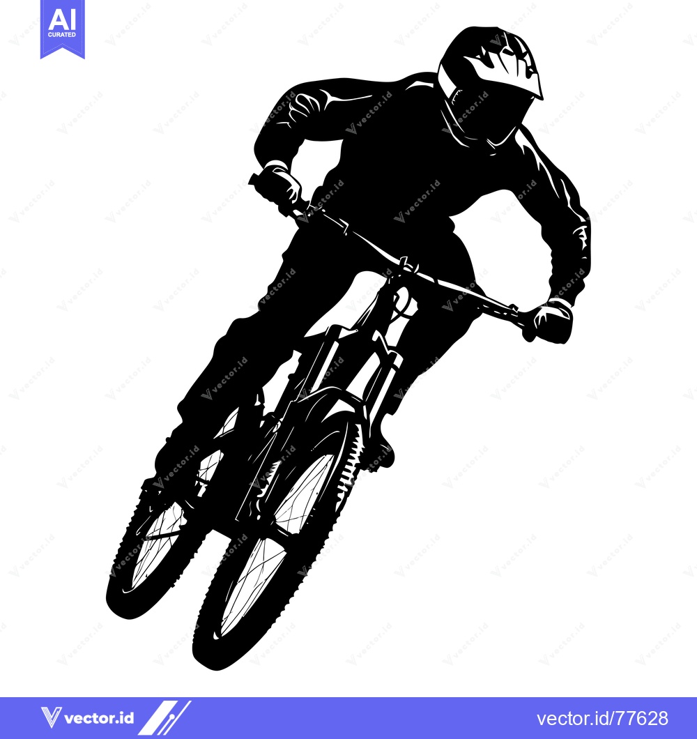 Premium Vector dari Silhouette of a Mountain Biker in Mid-Air
