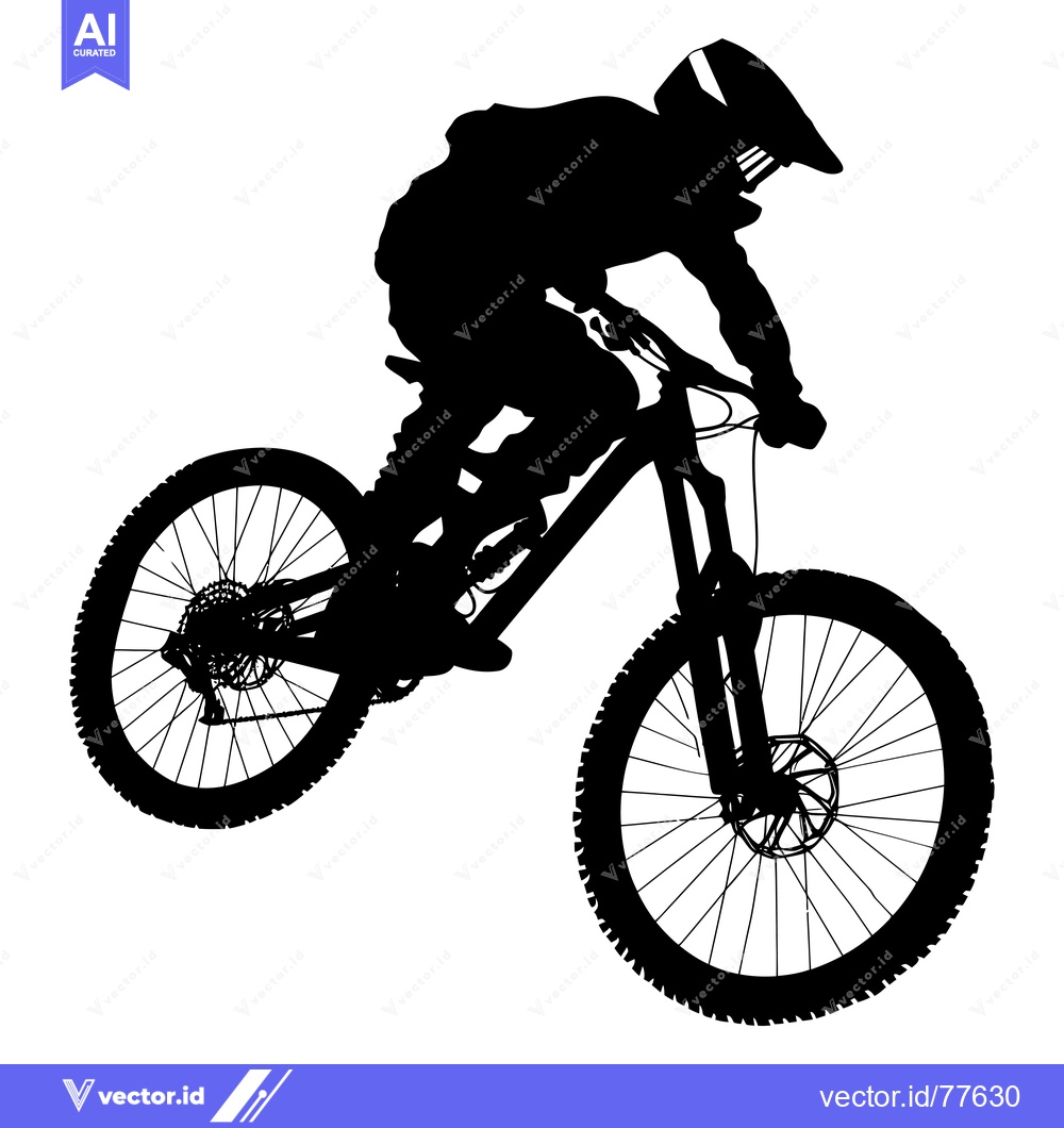Premium Vector dari Silhouette of a Mountain Biker in Mid-Air