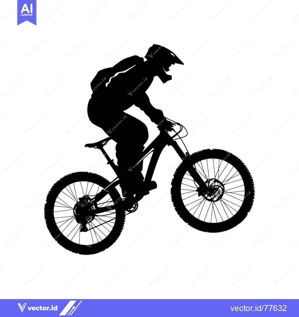Premium Vector dari Silhouette of a Mountain Biker in Mid-Air