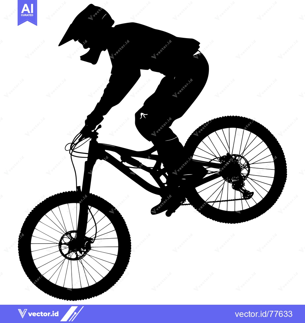 Premium Vector dari Silhouette of a Mountain Biker in Mid-Air
