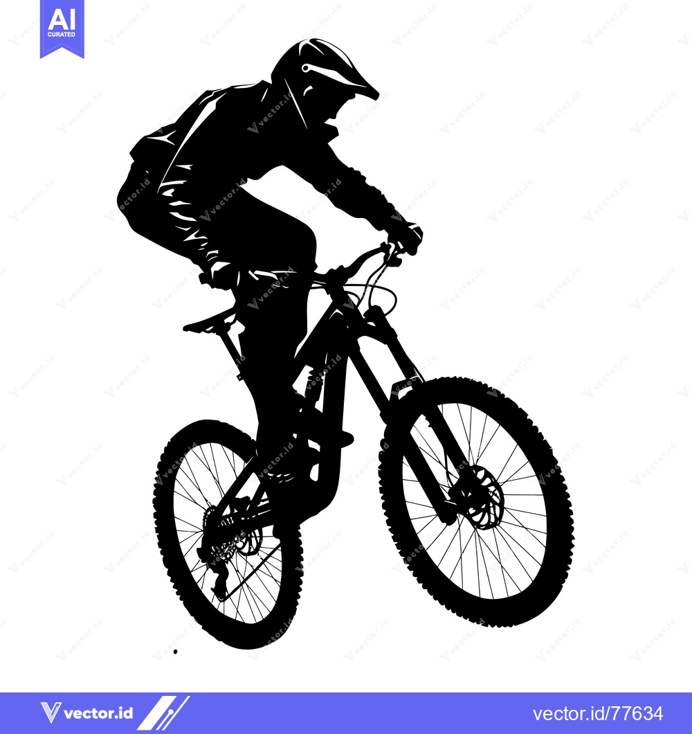 Premium Vector of Silhouette of a Mountain Biker in Mid-Air