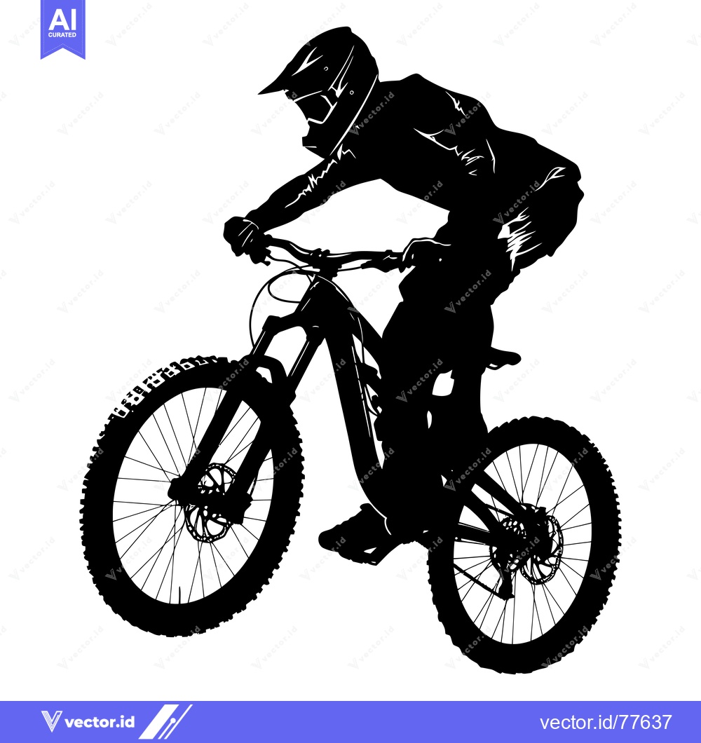 Premium Vector of Silhouette of a Mountain Biker in Mid-Air