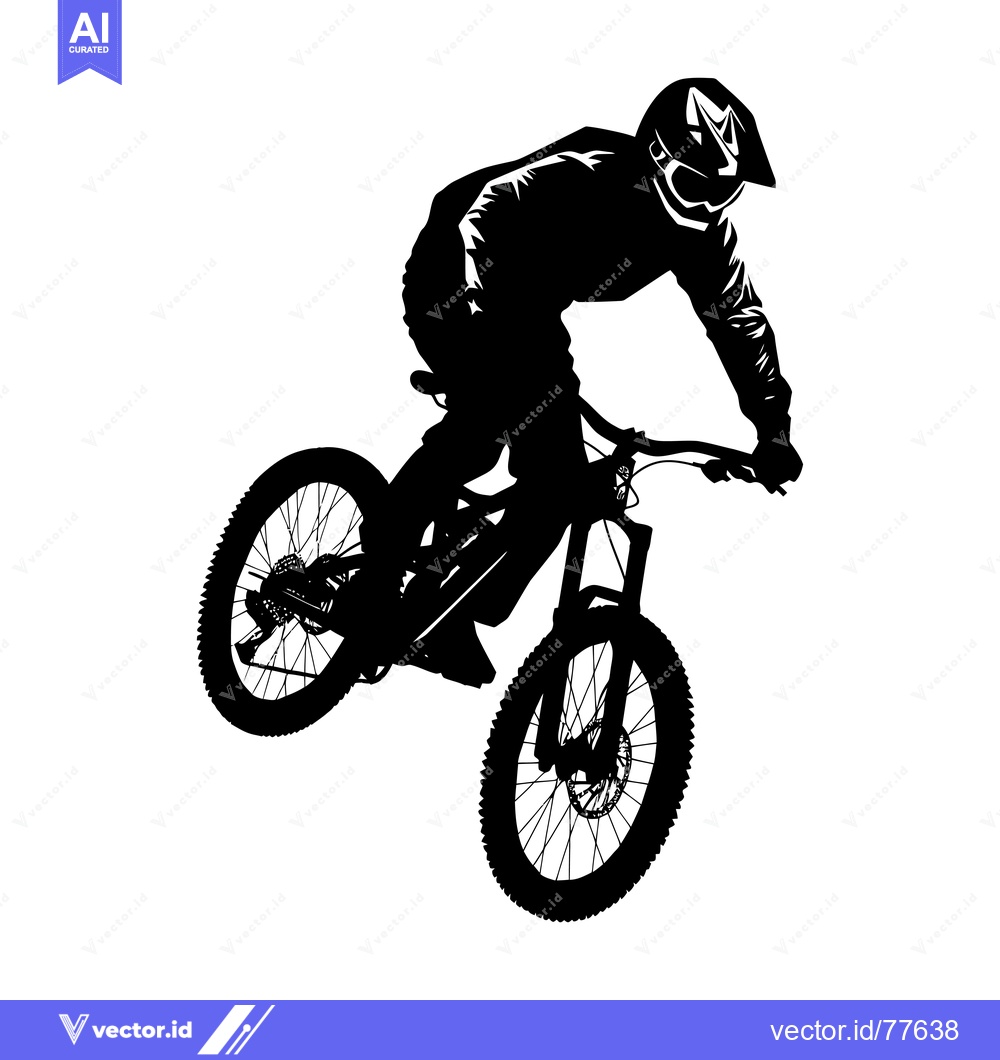 Premium Vector dari Silhouette of a Mountain Biker in Mid-Air