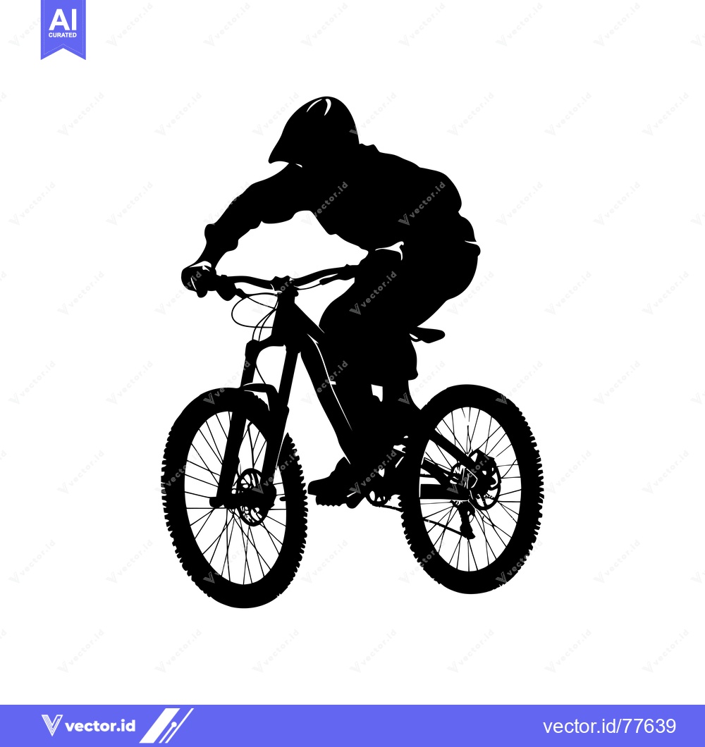 Premium Vector dari Black Silhouette of a Mountain Biker on a Bike