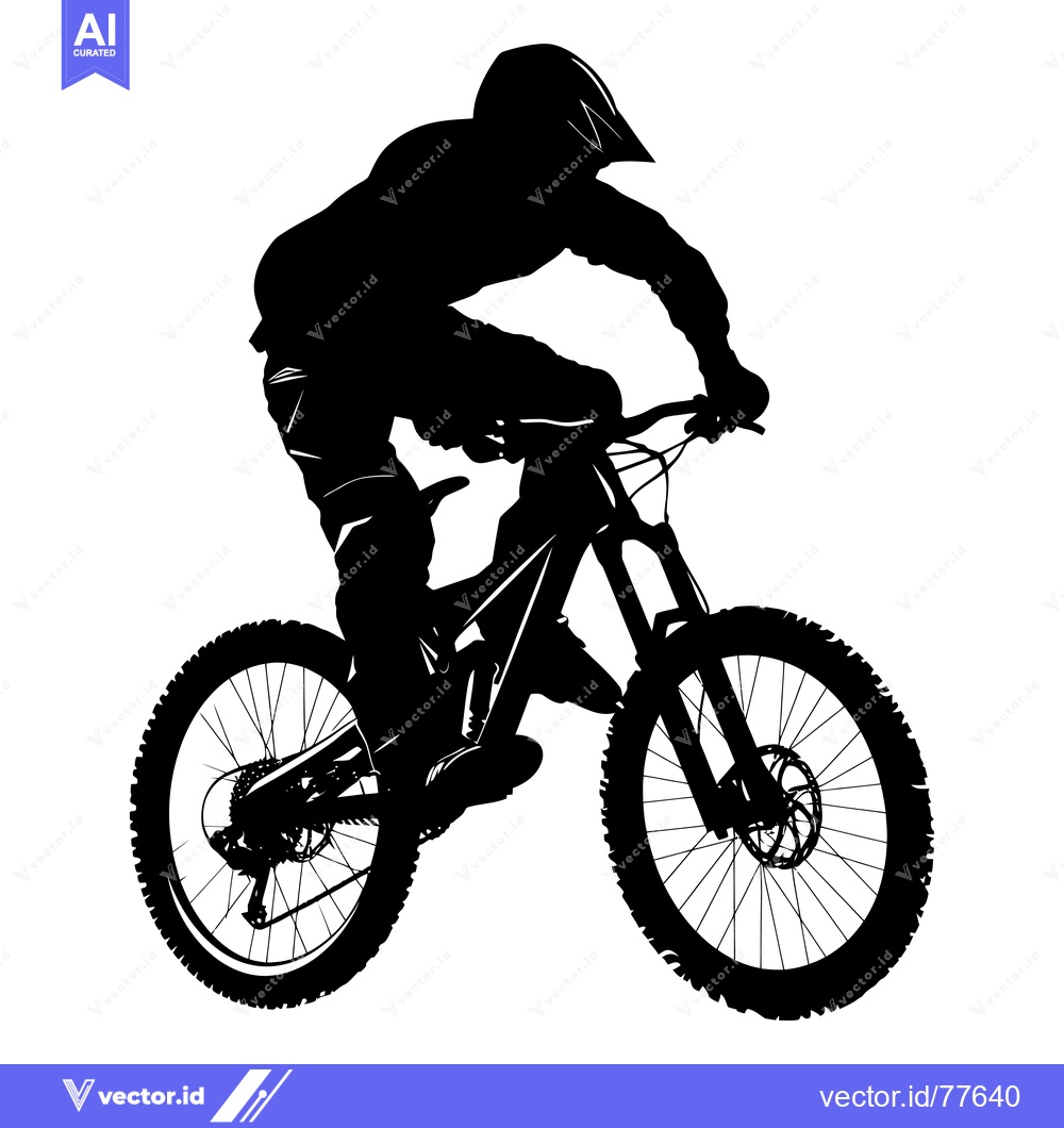Premium Vector of Silhouette of a Mountain Biker in Action