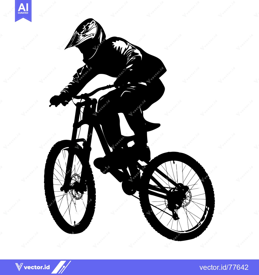 Premium Vector dari Silhouette of a Mountain Biker in Mid-Air