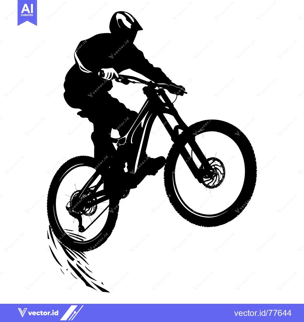 Premium Vector dari Silhouette of a Mountain Biker in Mid-Air