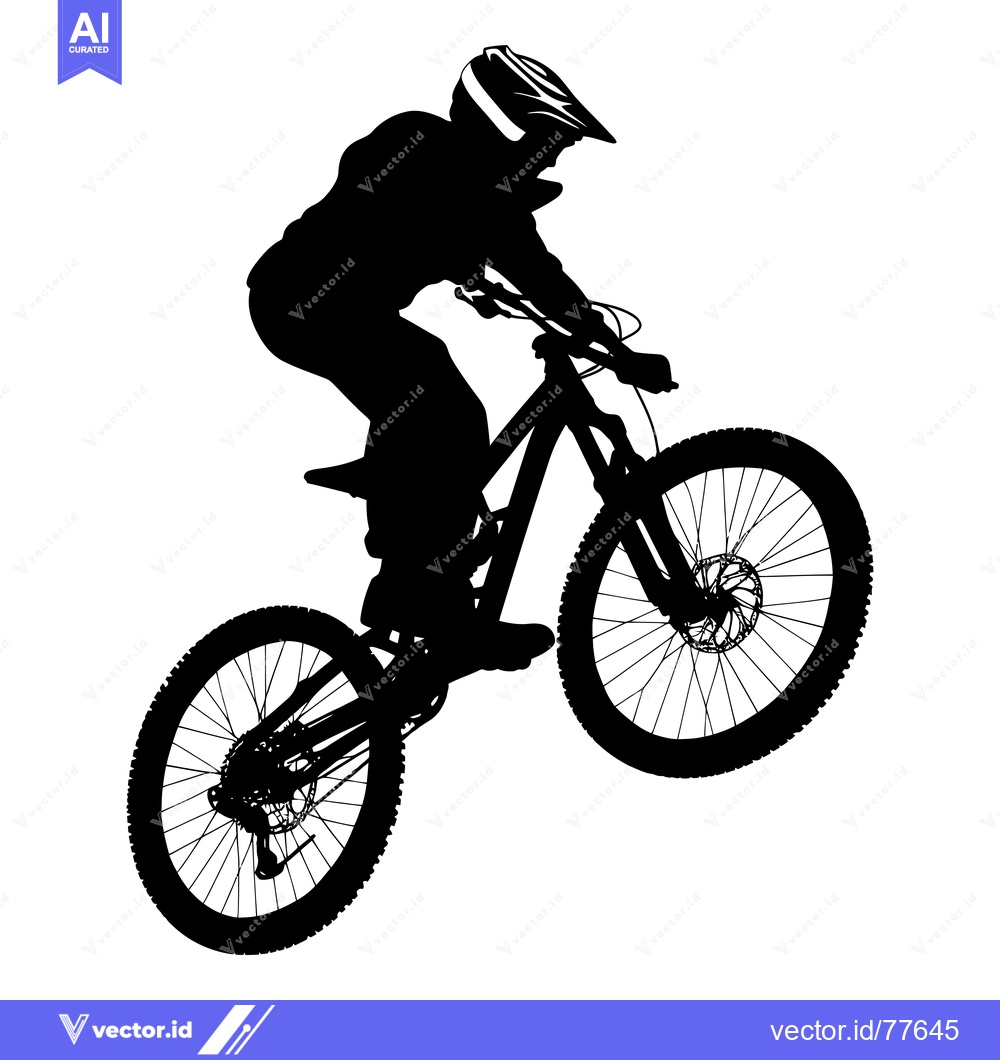 Premium Vector dari Silhouette of a Mountain Biker Performing a Wheelie