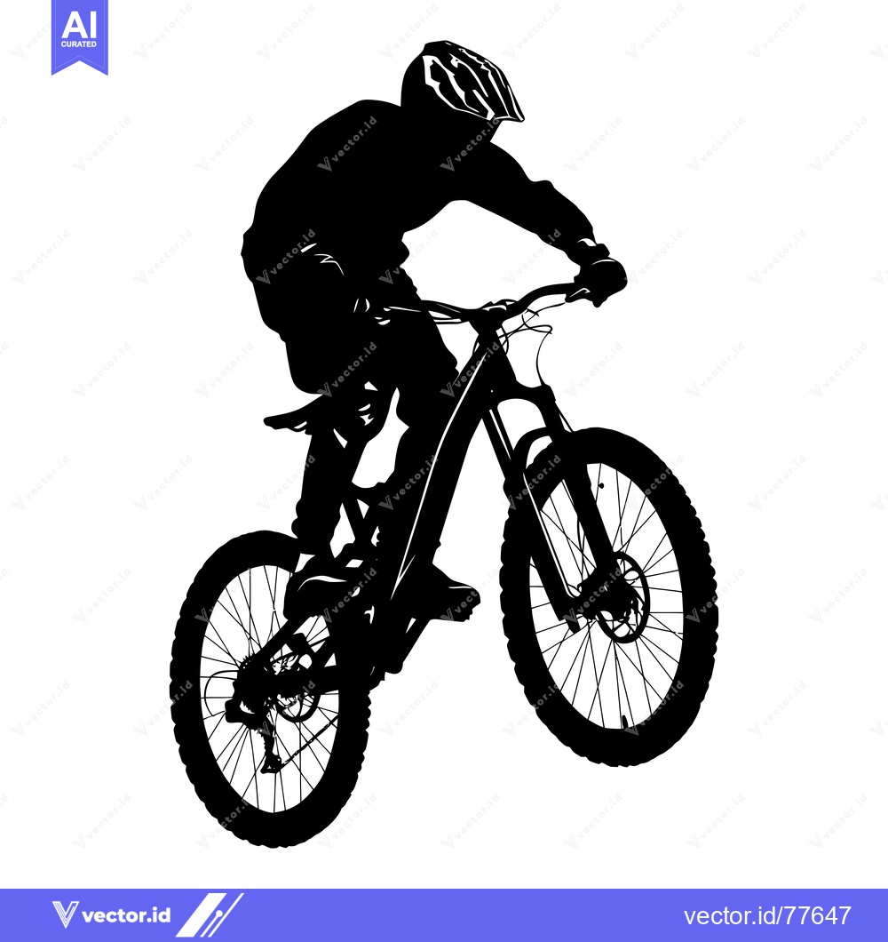Premium Vector dari Silhouette of a Mountain Biker Performing a Trick