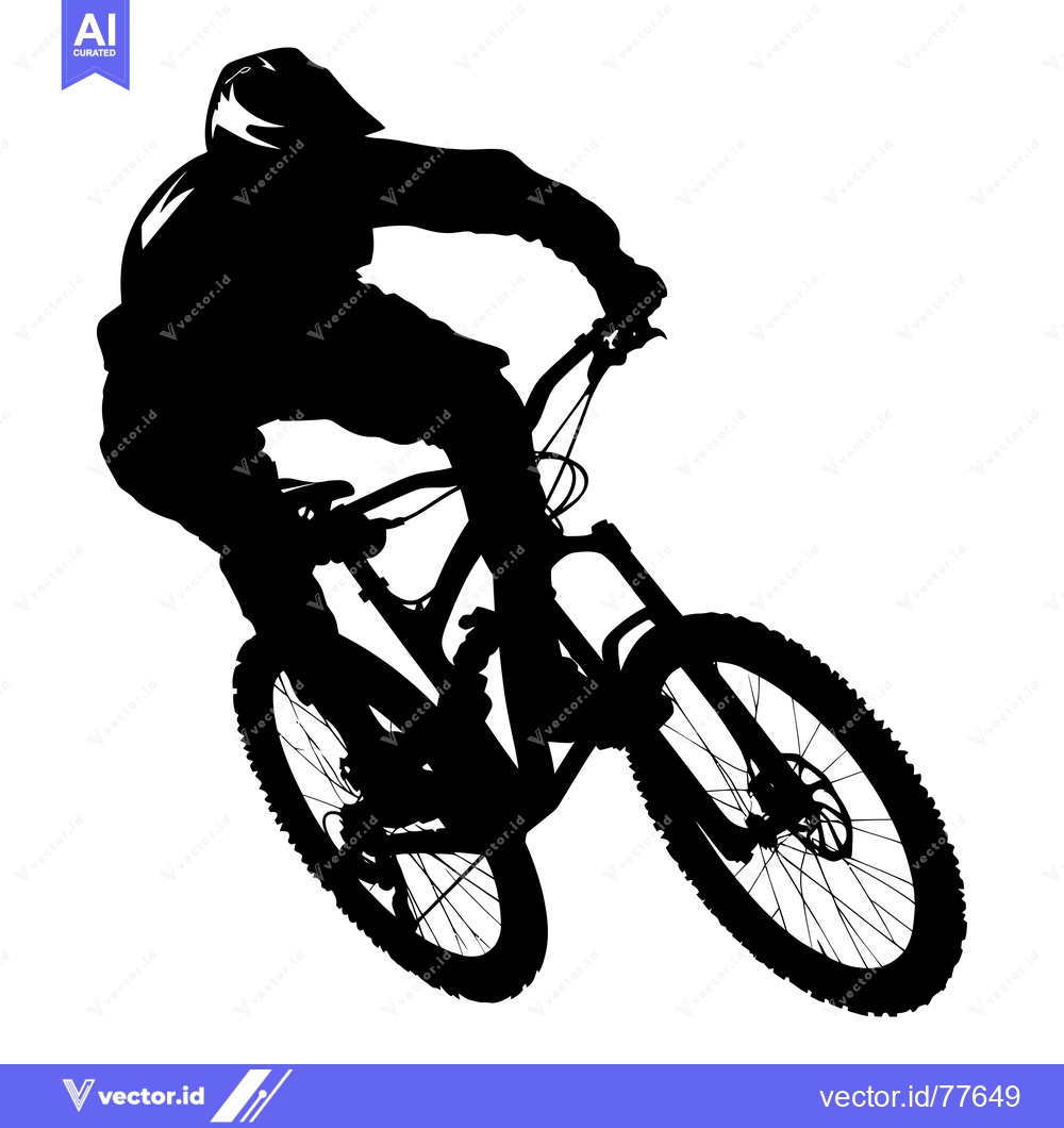 Premium Vector dari Silhouette of a Mountain Biker in Mid-Air