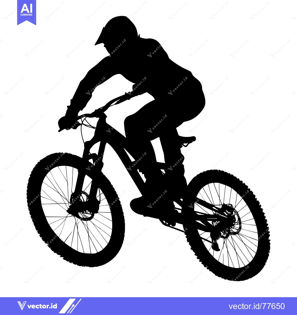 Premium Vector of Silhouette of a Mountain Biker in Mid-Air