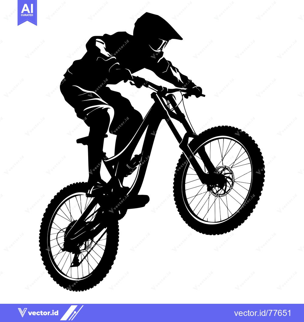 Premium Vector of Silhouette of a Mountain Biker in Mid-Air on a Bike