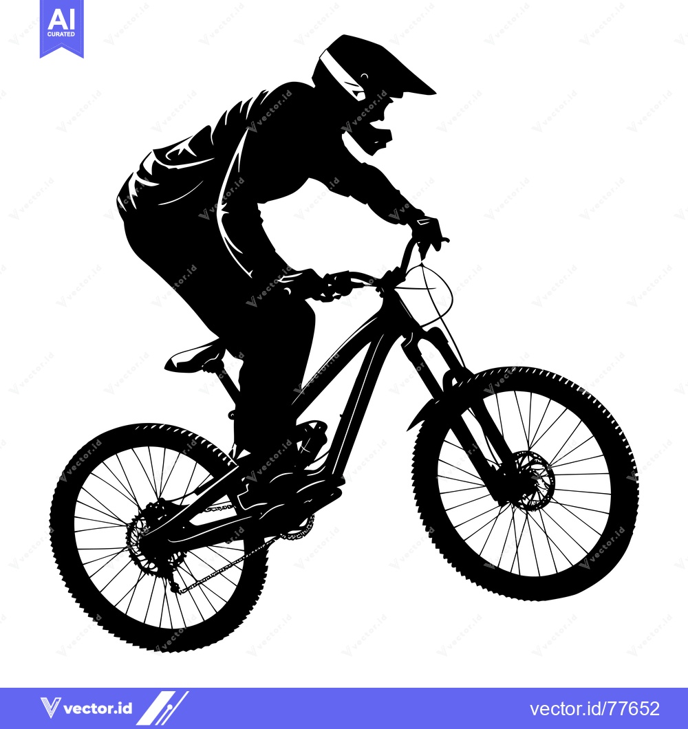 Premium Vector dari Silhouette of a Mountain Biker in Mid-Air