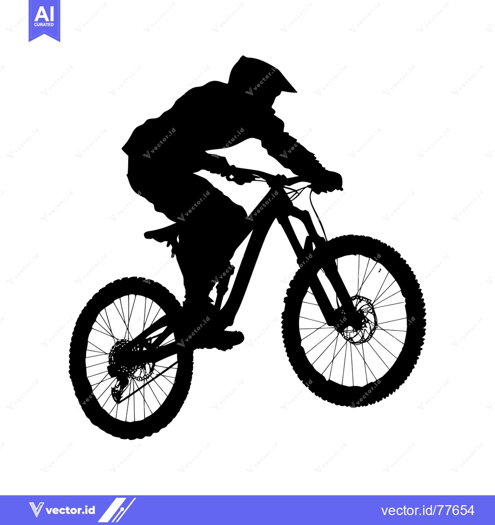 Premium Vector of Silhouette of a Mountain Biker in Mid-Air