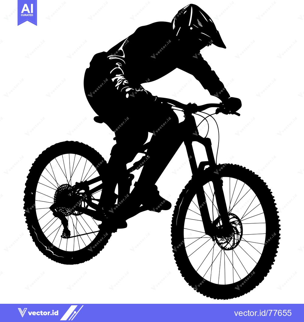 Premium Vector dari Silhouette of a Mountain Biker in Mid-Air